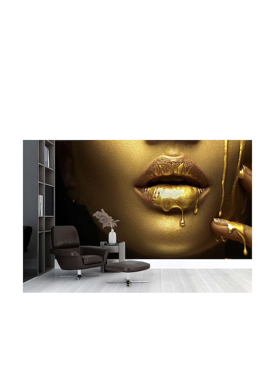 Dekorative Wandtapete Wohnzimmer Frauengesicht Gold 197x296