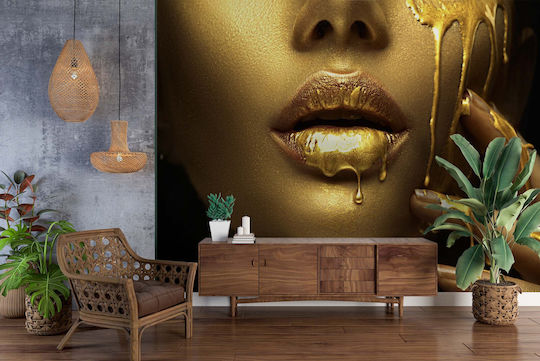 Decorative Wall Mural Living Room Woman's Face Gold 260x390