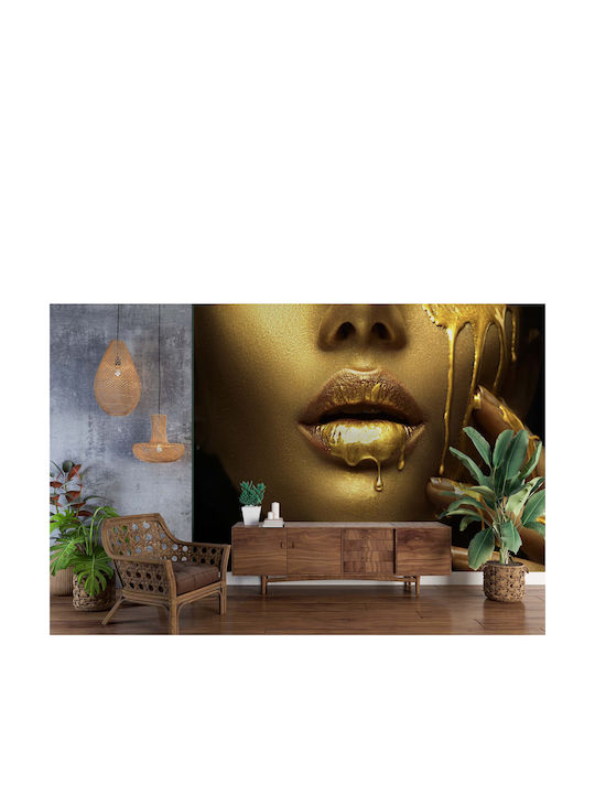 Dekorative Wandtapete Wohnzimmer Frauengesicht Gold 197x296