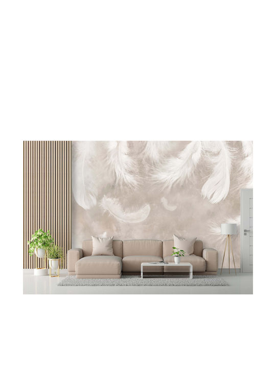 Zeitgenössische Beige Wandbild Wohnzimmer Federn auf Beton 240x360