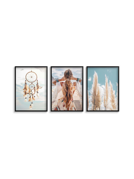 Modern Wall Posters Boho Living Room Woman Dreamcatcher 3x50x70