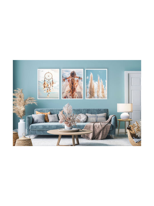 Modern Wall Posters Boho Living Room Woman Dreamcatcher 3x50x70