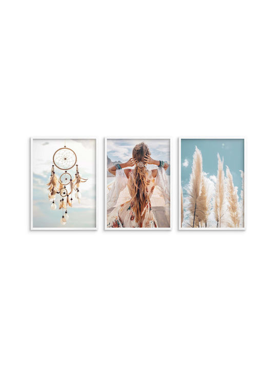 Modern Wall Posters Boho Living Room Woman Dreamcatcher 3x50x70