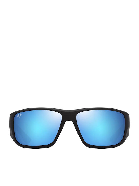 Maui Jim Men's Sunglasses with Black Plastic Frame and Blue Mirror Lens