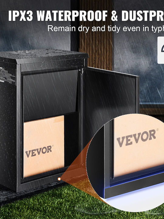 Vevor Γραμματοκιβώτιο Εξωτερικού Χώρου Μεταλλικό σε Μαύρο Χρώμα 39.116x52.07cm