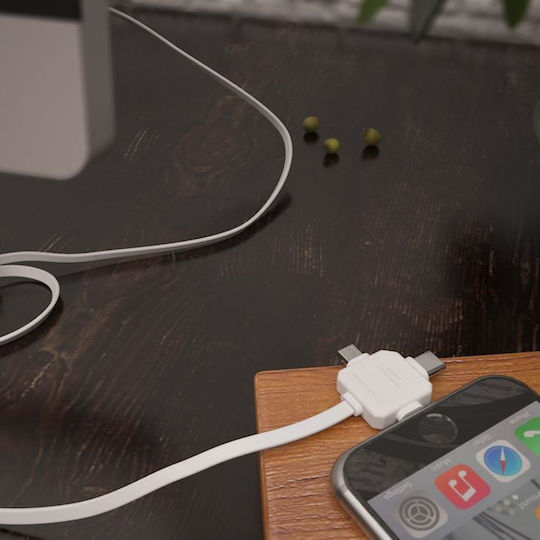 Allocacoc Flat Cablu USB la Lightning / Type-C / micro USB cu mai multe porturi Albastru 1.5m (9003BL/USBC15)