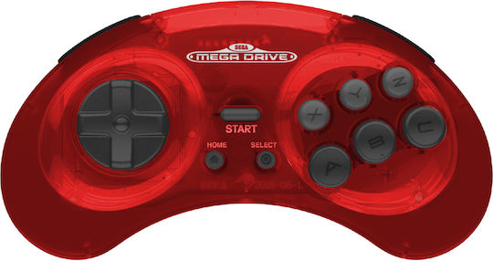 Retro-bit Sega MegaDrive Ενσύρματο Gamepad για PC / PS3 / Switch Κόκκινο