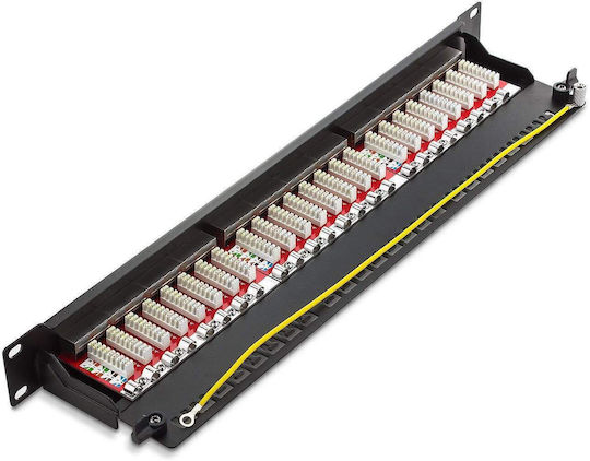 DeleyCON Patch Panel για Rack 19" 24 Θυρών cat6a Μαύρο