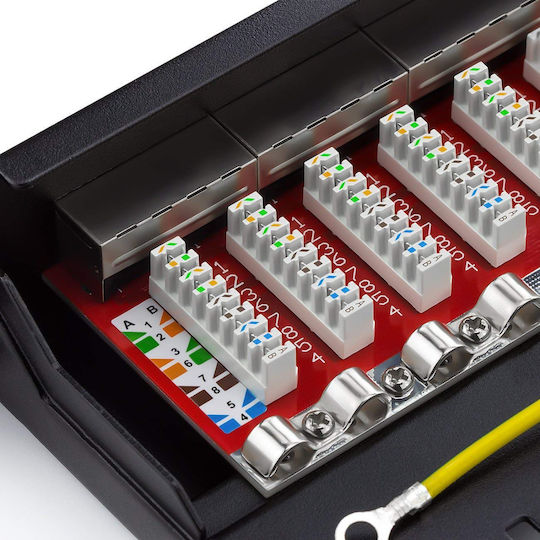 DeleyCON Patch Panel για Rack 19" 24 Θυρών cat6a Μαύρο