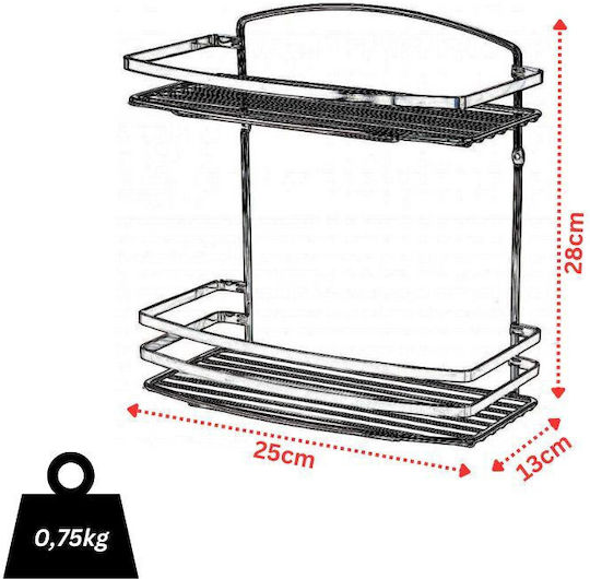 Tekno-Tel 455.BK085/BL Επιτοίχια Ραφιέρα Μπάνιου Inox με 2 Ράφια 25x13x28cm Tekno-Tel 455.BK085/BL Επιτοίχια Ραφιέρα Μπάνιου Inox με 2 Ράφια 25x13x28cm