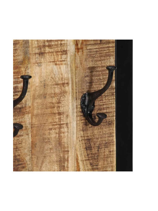 vidaXL Wooden Wall Hanger 6 Hooks Brown 40x2cm