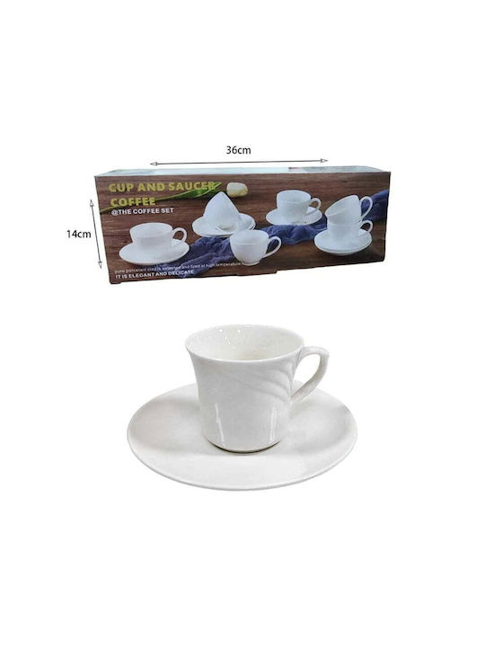 Cup Saucer Σετ Φλιτζάνια Καφέ από Πορσελάνη Καφέ 6τμχ