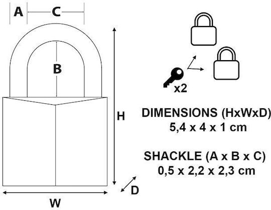 Master Lock Magnum Steel Padlock Brass with Key 40mm 2pcs