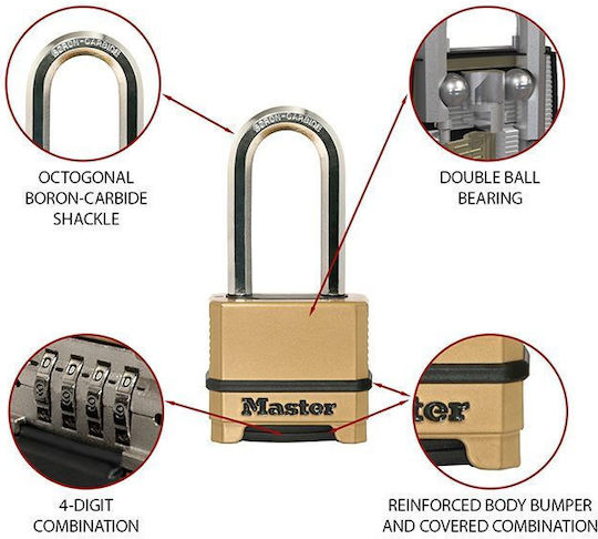 Master Lock Excell Padlock Brass Combination 56mm 1pcs