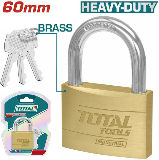 Total Steel Padlock Brass with Key 60mm 12pcs