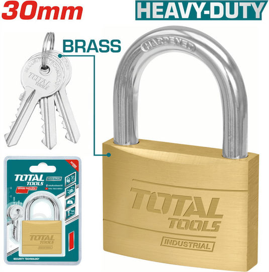 Total Steel Padlock Brass with Key 30mm 1pcs