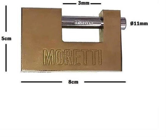 Moretti Moretti Λουκέτο Τάκου με Κλειδί No 80 80mm Κίτρινο