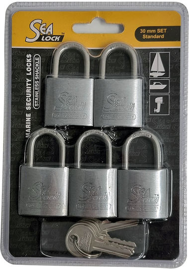 Lalizas SeaLock Steel Padlock Brass with Key 30mm 5pcs