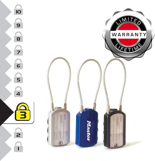 Master Lock Padlock with Cable Combination Blue Blue 1pcs