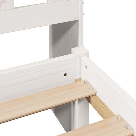 Single Bed Made of Solid Wood White with Slats for Mattress 75x190cm