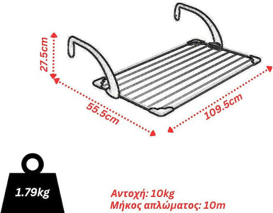 Vileda Brezza Hanging Drying Rack Stainless Steel Painted Metal with 10 m Hanging Length