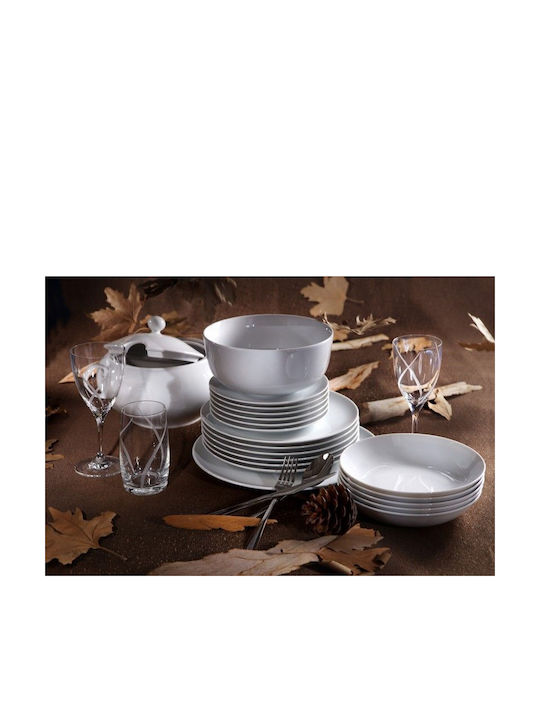 Emfasi Boss Coupe Platinum Silver Porcelain Dinnerware Set 40pcs