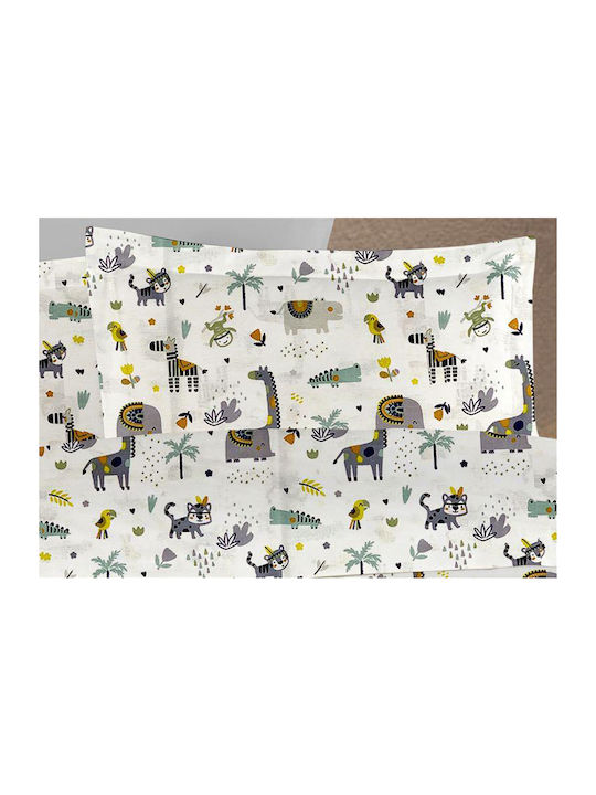 Dimcol Zoo Kids Cotton Pillowcase 50x70cm White-grey