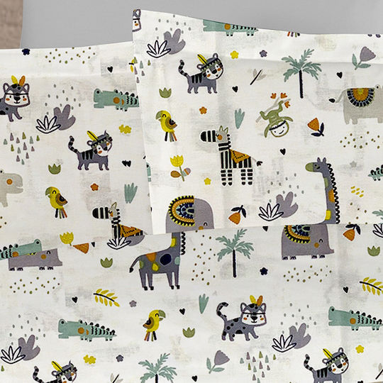 Dimcol Zoo Față de pernă pentru copii din bumbac 100% 50x70cm White-grey