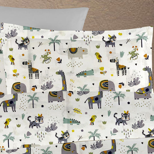 Dimcol Zoo Față de pernă pentru copii din bumbac 100% 50x70cm White-grey