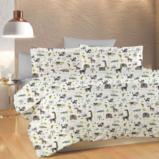 Dimcol Zoo Față de pernă pentru copii din bumbac 100% 50x70cm White-grey