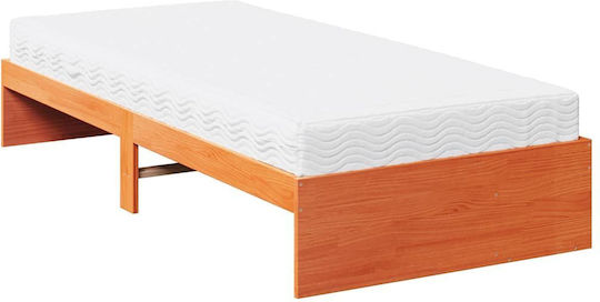 Sofa Bed Single Upholstered with Fabric Brown with Slats & Mattress 80x200cm