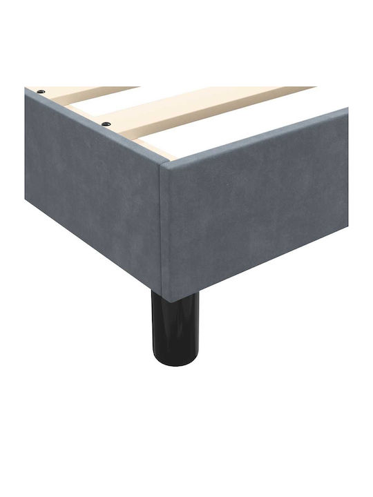 Double Bed Upholstered with Fabric Dark Grey with Slats & Mattress 160x210cm