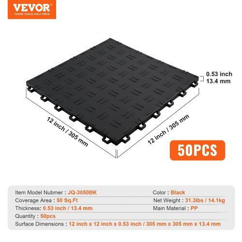 Vevor Πλακάκι για Δάπεδο Κήπου 12x12εκ. 50τμχ