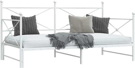 Kinderbett Doppelbett Metall Weiß mit Lattenrost für Matratze 107x203cm