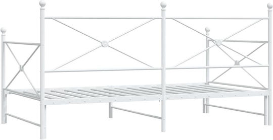Kinderbett Doppelbett Metall Weiß mit Lattenrost für Matratze 107x203cm