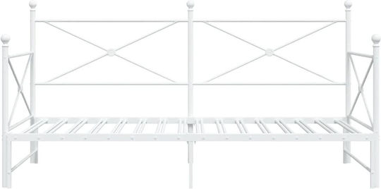 Kinderbett Doppelbett Metall Weiß mit Lattenrost für Matratze 107x203cm