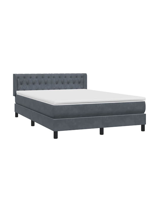 Vidaxl Pat Box Spring Saltea Gri Închis 160x210cm Catifea 1 Buc Dubla Gri