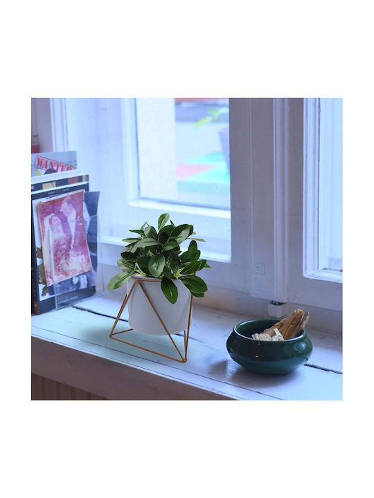 Uncle George Planter Metal White with Stand 12.5x12.5x11cm.