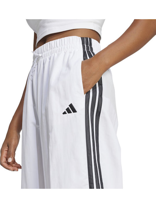 Essentials 3-Stripes Παντελόνι Φόρμας Φαρδύ Λευκο