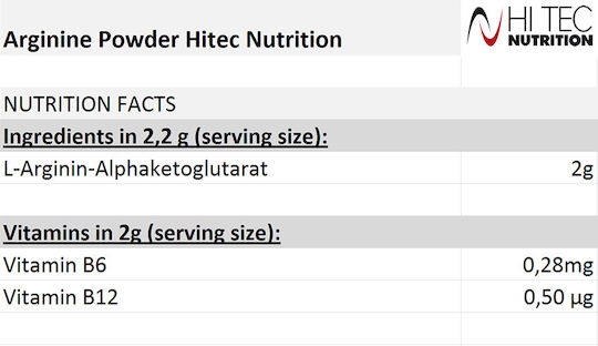 Hitec Nutrition Arginine Powder 250gr Natural