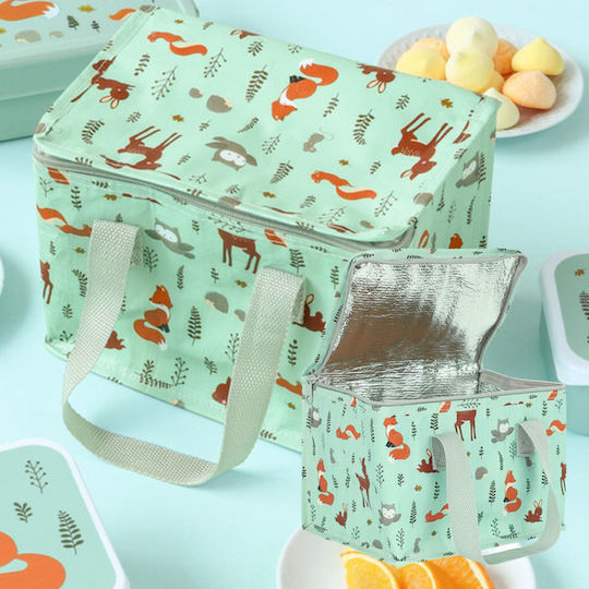 A Little Lovely Company School Insulated Lunch Bag 5.5 Litre Green 16x16x23cm