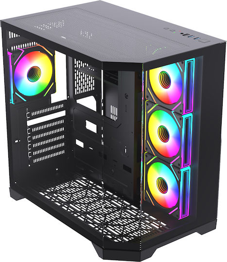 Monarch Gear Pandora Gaming Midi Tower Κουτί Υπολογιστή με Πλαϊνό Παράθυρο Μαύρο