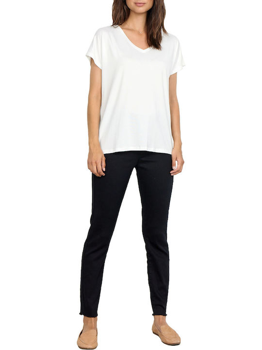 Women's Blouse with V Neckline White