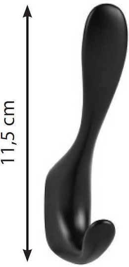Import Hellas Agățătoare De Perete 4235 Metalică Cu 2 Compartimente Neagră 11.5cm