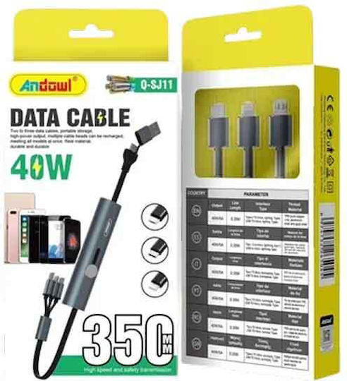Andowl Q-sj11 Редовна USB към Lightning / Type-C / micro USB Кабел (Q-SJ11)