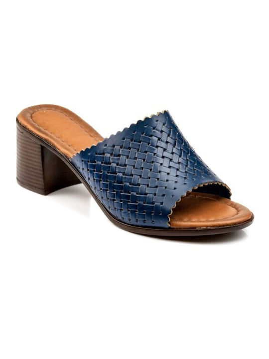 Boxer Heel Leather Mules Blue