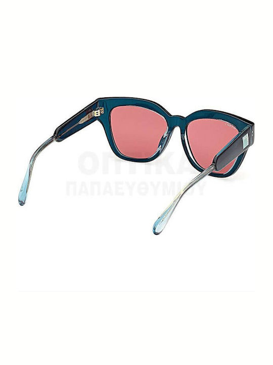 Max & Co Women's Sunglasses with Black Horn-Rimmed Frame and Green Lens MO0106 98J