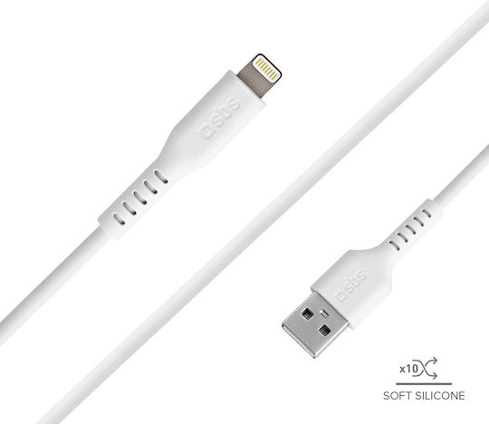 SBS USB to Lightning Cable Λευκό 1m (CABLEUSBIP589W)
