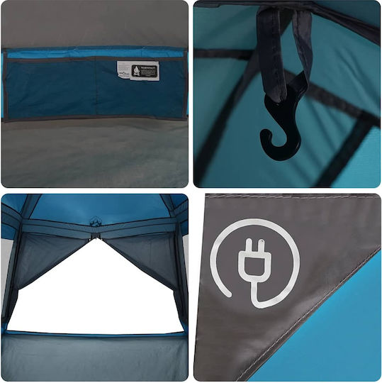 vidaXL Палатка За Къмпинг Синя За 6 Човека 317x317x225см