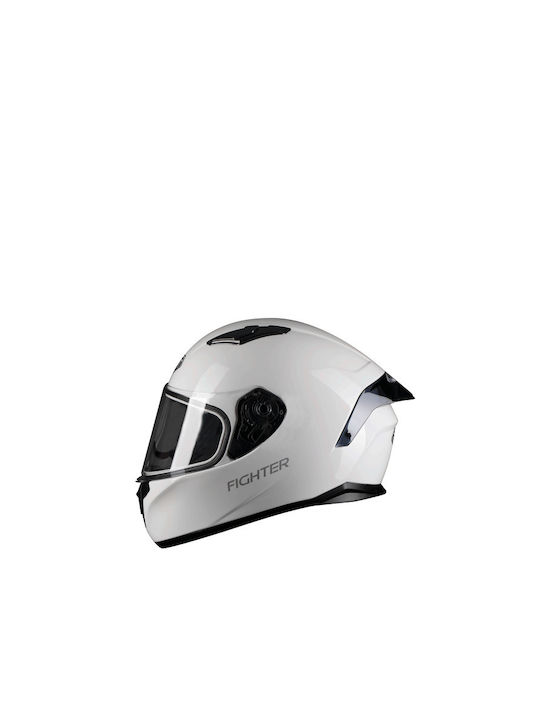 Pilot Fighter Gloss White Motorcycle Helmet Full Face ECE 22.05